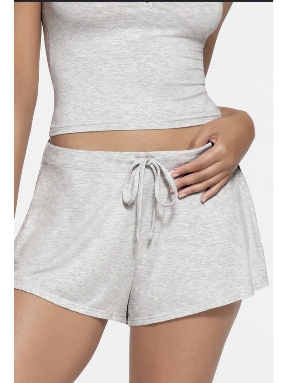 SKIMS Sleep Short Light Heather Grey Size 2X Plus Modal Pajama Lounge Drawstring